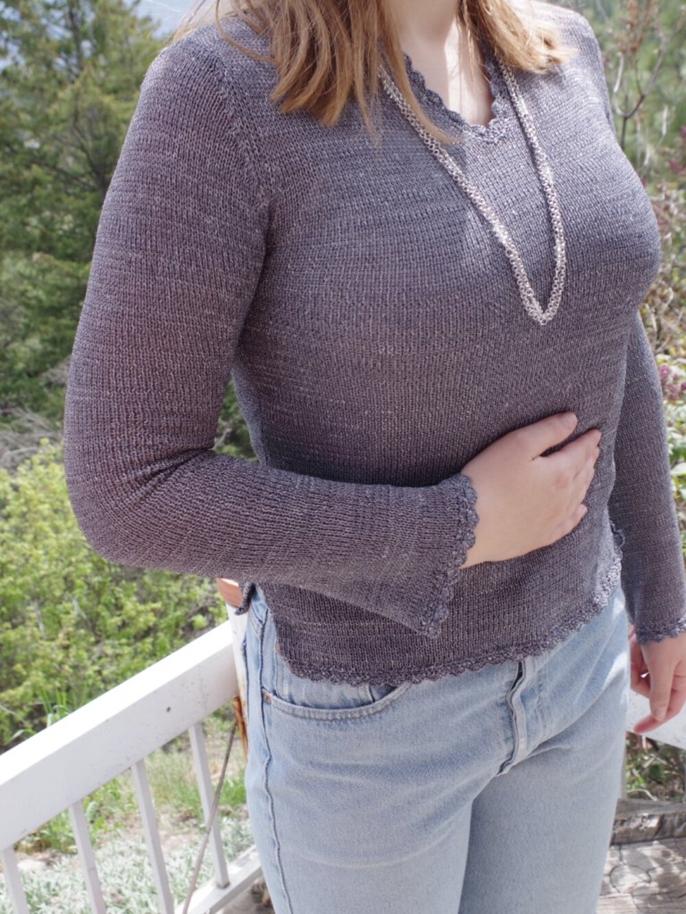 Ladies Gray Knitted Long Sleeve Blouse By Wallis